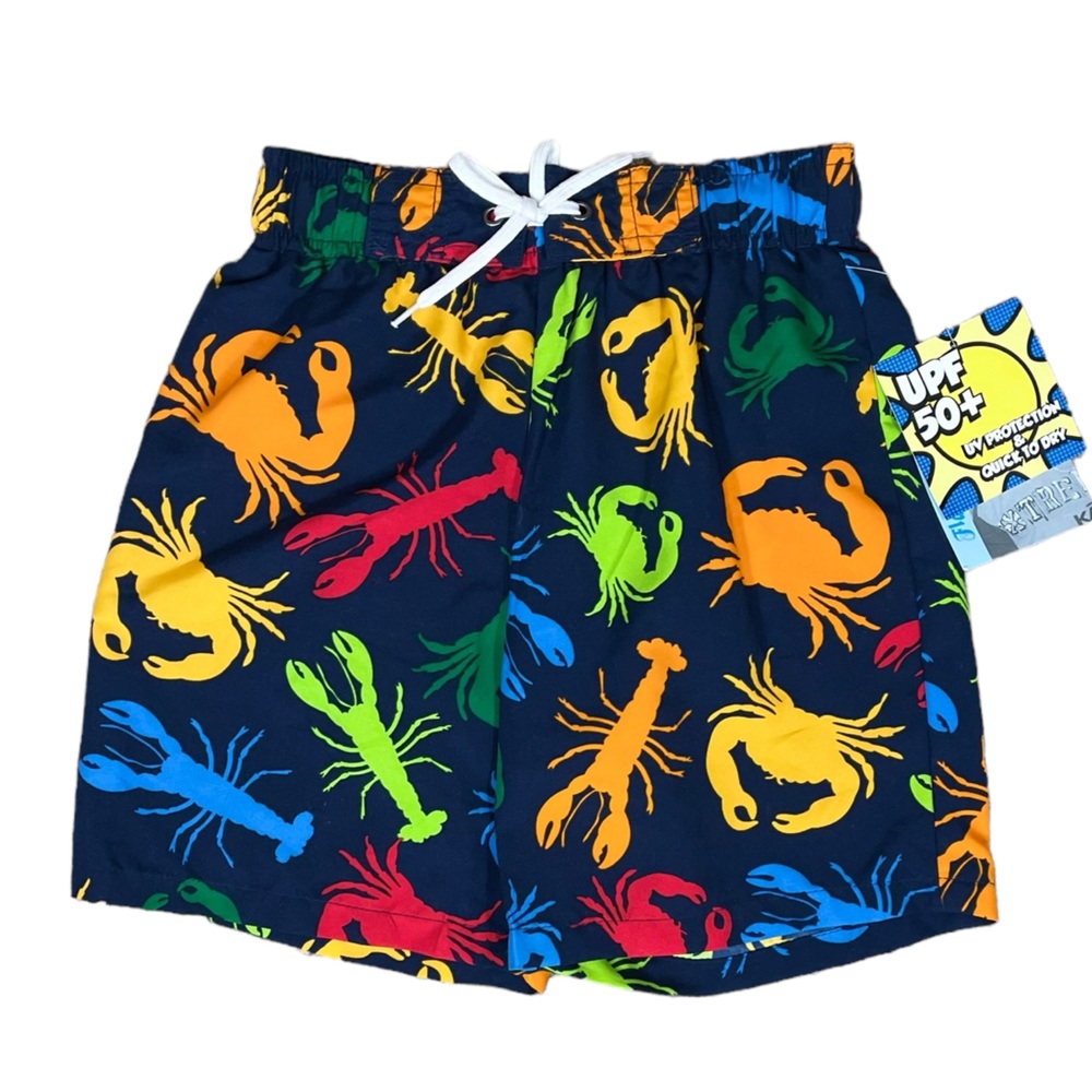 Flapdoodles Boys Crabs and Lobsters Print Swim Trunks NWT (O)
